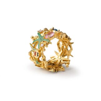 Anello Isola Bella in Argento con Smalti e Zirconi | Stelle di mare - 20001480